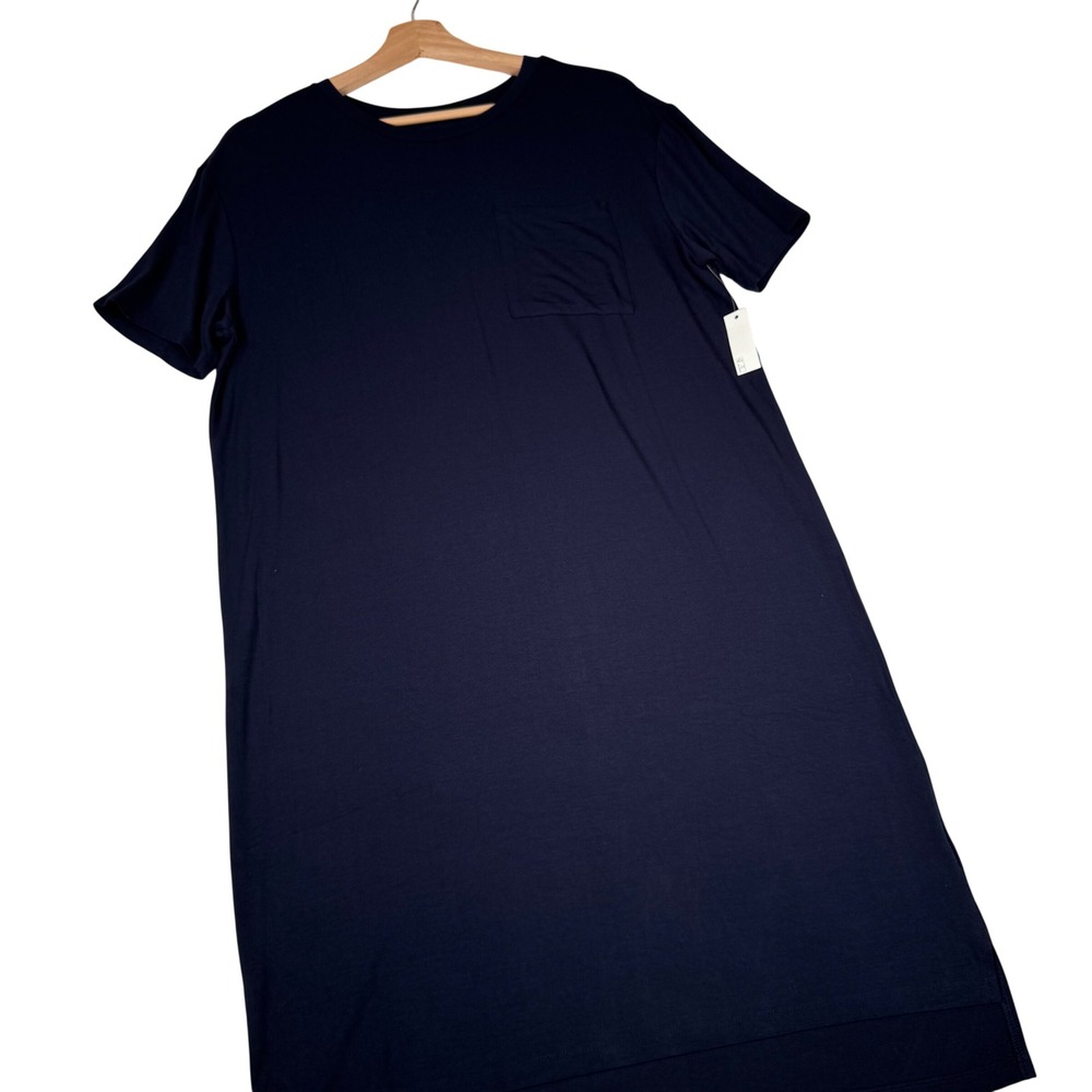 Daily Ritual Navy Blue Pocket T-Shirt Dress DR1932962 Small‎ Casual Short Slv